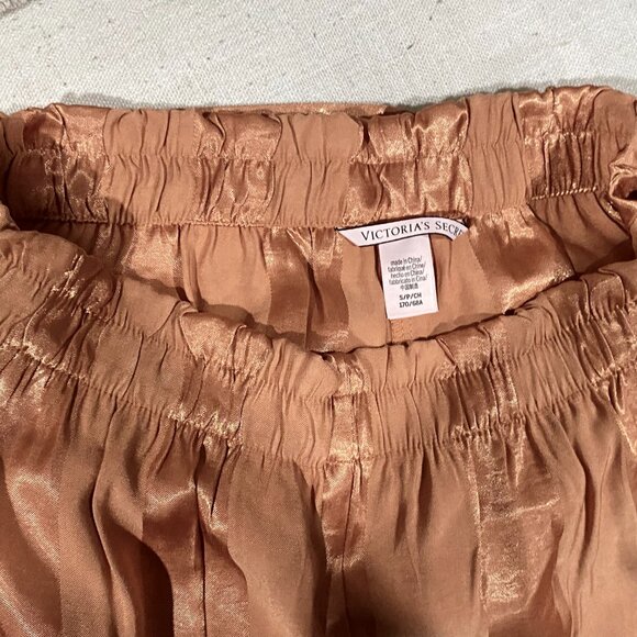 Victoria's Secret Rust Wide Leg High Rise Satin Stripe/Polka Dot Lounge Pants S - Picture 7 of 10